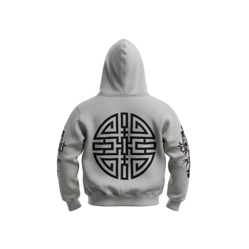 Les Riches Tribal Zip Hoodie Grey