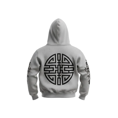 Les Riches Tribal Zip Hoodie Grey