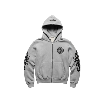 Les Riches Tribal Zip Hoodie Grey
