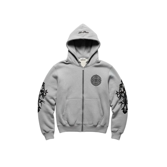 Les Riches Tribal Zip Hoodie Grey